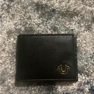 True Religion Black Card Holder with Gold Logo